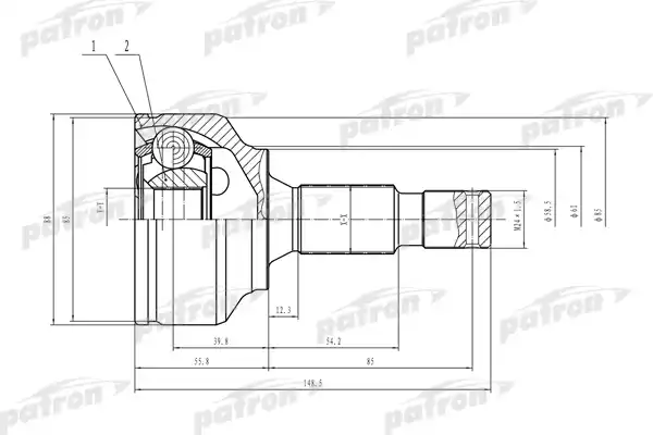 PATRON PCV1469 ШРУС наружн к-кт 28x58.5x34 CITROEN: C5 1.6 08-, Peugeot: 407 04-, 807 02-