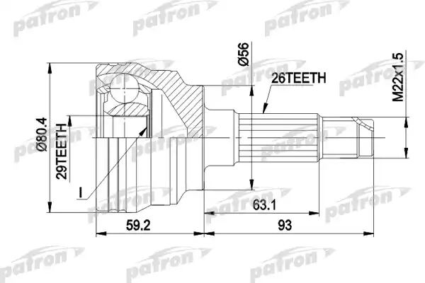 PATRON PCV1472 ШРУС наружн к-кт 26x56x29 MAZDA: 323 F VI 98 - 04, 323 S VI 98 - 04, PREMACY 99 -