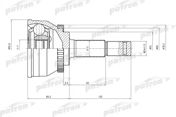 PATRON PCV1477 ШРУС наружн к-кт NISSAN: Almera N16 2.2dCi/Di 00- [A:27, B:26, ABS:44]