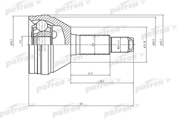 PATRON PCV1498 ШРУС наружный 28x55.4x32 CHEVROLET EPICA (V250/V200) 03-