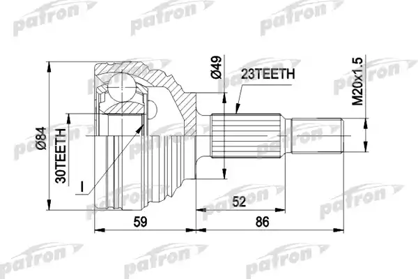 PATRON PCV1501 ШРУС наружн к-кт 23x49x30 RENAULT: MEGANE II Coup?-Cabriolet 03 -, MEGANE II универсал 03 -