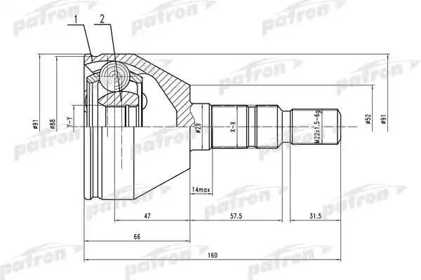 PATRON PCV1505 ШРУС наружн к-кт 33x53x24 OPEL: Astra H 04-