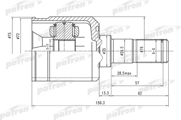 PATRON PCV1516 ШРУС внутренний 25x35x30 HYUNDAI ELANTRA/LANTRA 00-