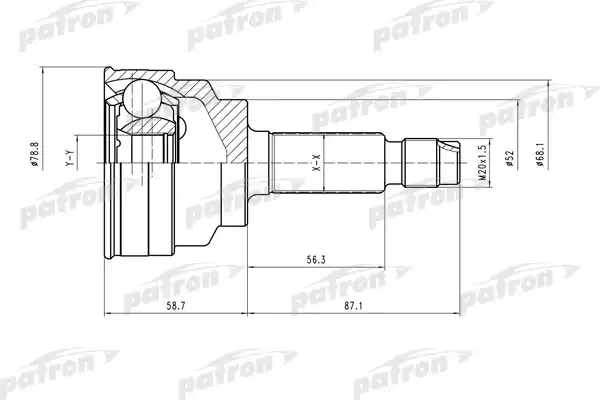 PATRON PCV1518 ШРУС наружн к-кт 24x52x22 KIA: Rio 00-05