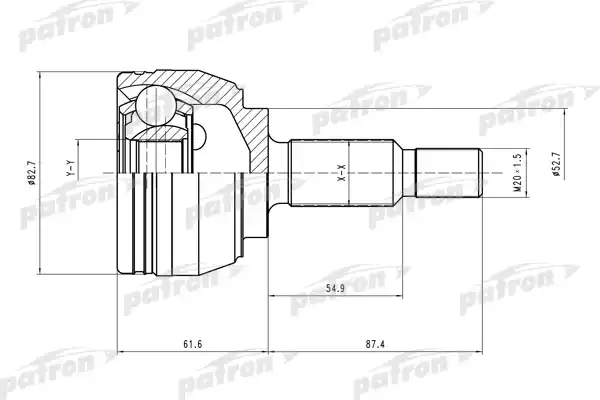 PATRON PCV1519 ШРУС наружн к-кт 25x53x33 RENAULT: Scenic II/Megan II/Grand Scenic 02-