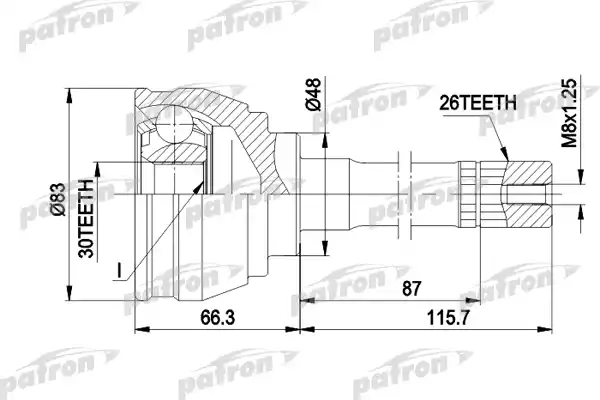 PATRON PCV1540 ШРУС наружн к-кт 26x48x30 SUZUKI: GRAND VITARA 98 -, VITARA 88 - 98, VITARA Cabrio 88 - 99