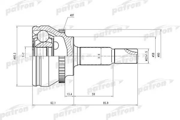 PATRON PCV1544 ШРУС наружн к-кт 26x58x25 ABS:48T TOYOTA: Corolla 02-