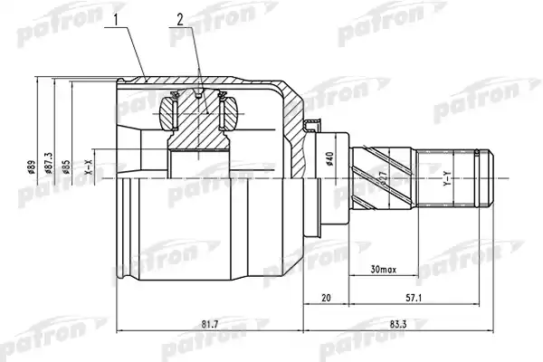PATRON PCV1546 ШРУС внутренний правый 25x40x23 NISSAN ALMERA TINO (V10M) 00-05