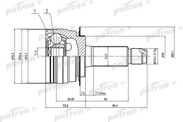 PATRON PCV1555 ШРУС наружный 27x56x30 SUBARU B9 TRIBECA W10 04-