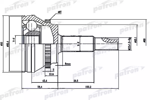 PATRON PCV1559 ШРУС наружный с кольцом ABS 26x63.1x27 ABS:48T TOYOTA CAMRY ACV40/GSV40 06-