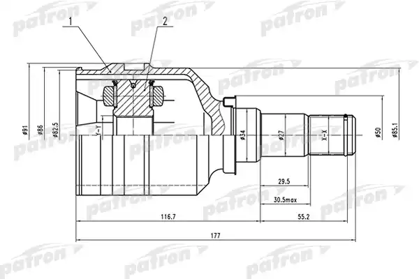 PATRON PCV1575 ШРУС внутренний 23x34x22 TOYOTA COROLLA AE110/EE110/CE110 95-01