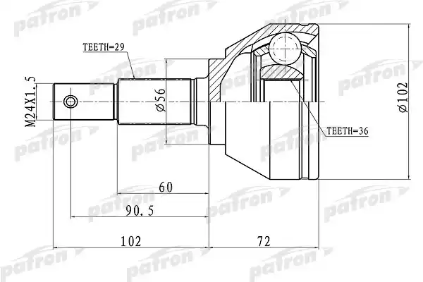 PATRON PCV1698 ШРУС наружн Nissan: Qashqai/X-Trail 2.0DCi 07>