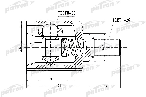 PATRON PCV1727 ШРУС внутренний ЛЕВЫЙ 26X43X33 RENAULT DUSTER 11-