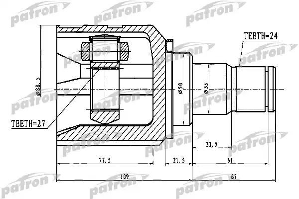 PATRON PCV1742 ШРУС внутренний левый 24X50X27 TOYOTA CAMRY ACV40/GSV40 06-