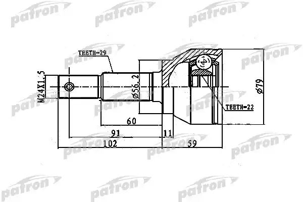 PATRON PCV1743 ШРУС наружный 29X56.1X22 NISSAN JUKE F15 10-