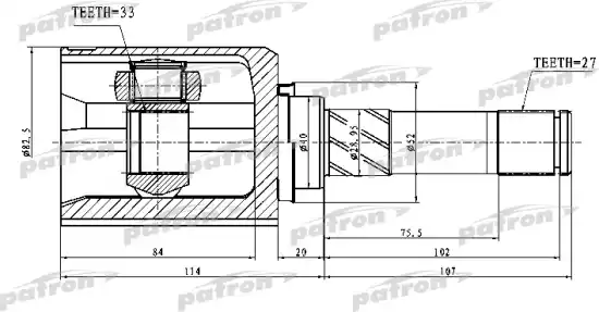 PATRON PCV1745 ШРУС внутренний левый 27X40X33 NISSAN QASHQAI J10F 06-