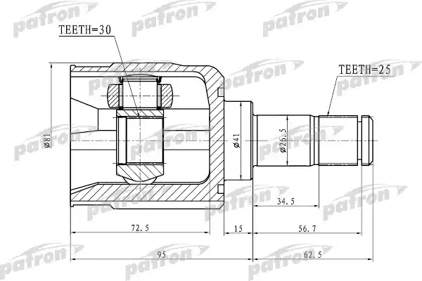 PATRON PCV1746 ШРУС внутренний 25X41X30 MITSUBISHI LANCER/MIRAGE CK 95-00