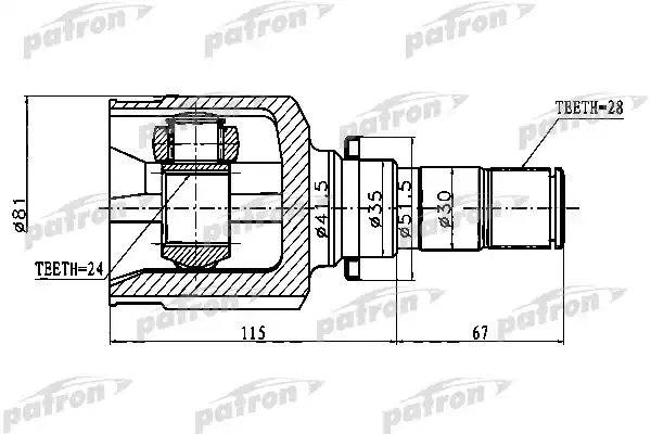 PATRON PCV1747 ШРУС внутренний левый 28X35X24 MAZDA 3 BK 03-08