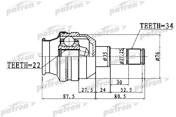 PATRON PCV1749 ШРУС внутренний задний 34X35X22 CHEVROLET CAPTIVA (C100) 07-