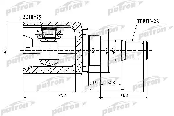 PATRON PCV1750 ШРУС внутренний 22x38x29 CHEVROLET AVEO (T200) 03-08