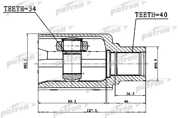 PATRON PCV1757 ШРУС внутренний правый 40X56X34 VOLKSWAGEN TIGUAN 07-