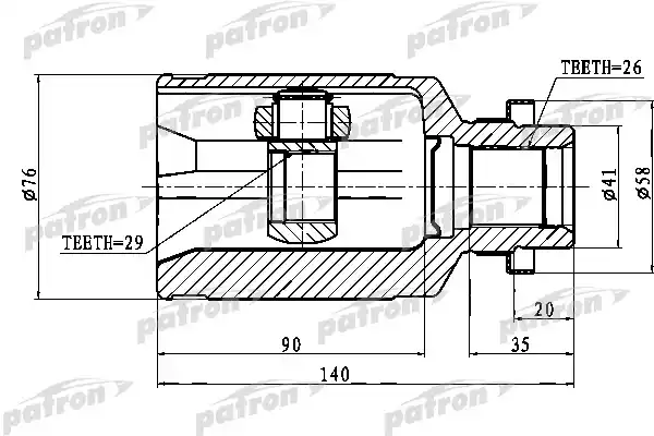 PATRON PCV1758 ШРУС внутренний 26X41X29 MITSUBISHI OUTLANDER CU 02-06