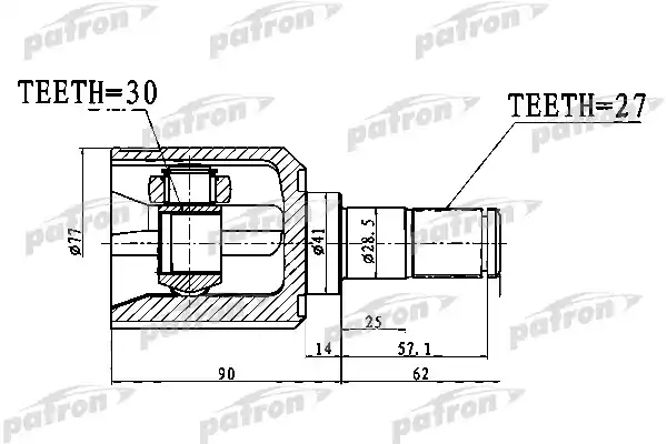 PATRON PCV1760 ШРУС внутренний 27X41X30 MITSUBISHI GALANT EA3A/EA8A USA 96-03