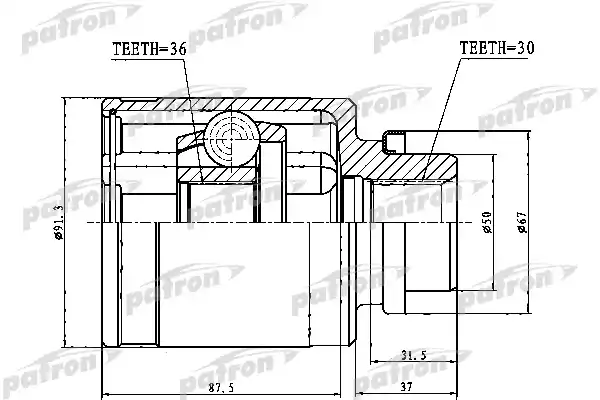 PATRON PCV1762 ШРУС внутренний правый 30X50X36 NISSAN MURANO Z50 02-07