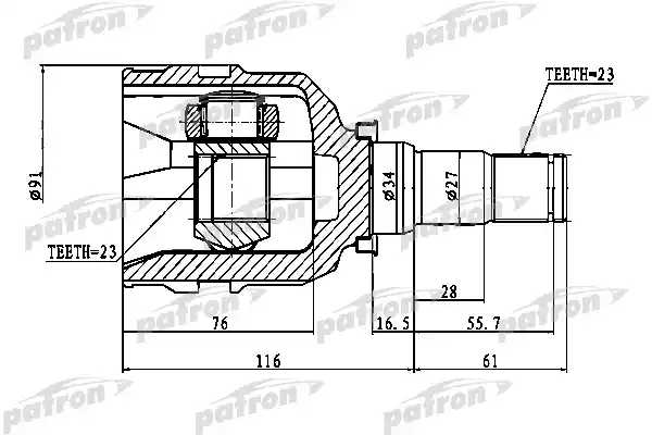 PATRON PCV1768 ШРУС внутренний 23X34X23 Toyota Carina E 1992-1997, Toyota Corolla E11 1997-2001, Toyota Corolla E12 2001-2006