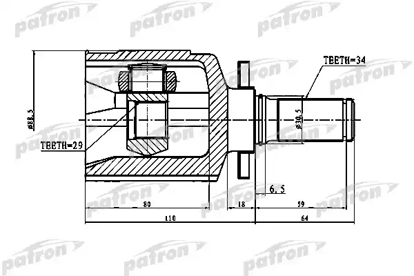 PATRON PCV1773 ШРУС внутренний левый 34x31x29 CHEVROLET LACETTI/OPTRA (J200) 03-08