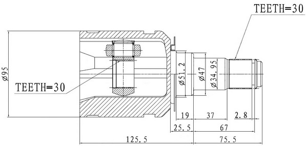 PATRON PCV1777 ШРУС внутренний 30X47X30 TOYOTA LAND CRUISER PRADO 120 GRJ12/KDJ12/RZJ12/TRJ12/VZJ12 02-09