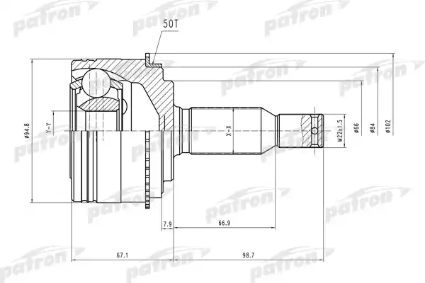 PATRON PCV2006 ШРУС наружн к-кт [A:30, B:33, ABS:50] MITSUBISHI: Pajero III 3.2 Di-D/3.5 V6 GDI 00-