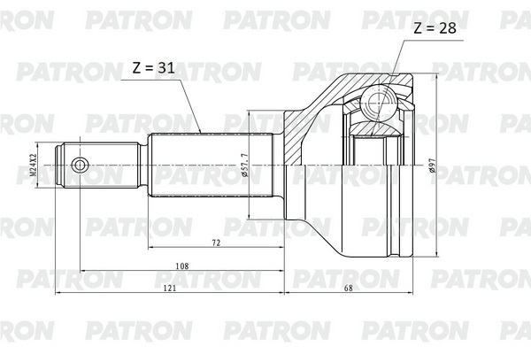 PATRON PCV2179 ШРУС нар. 31x57,7x28 FORD Transit 13-