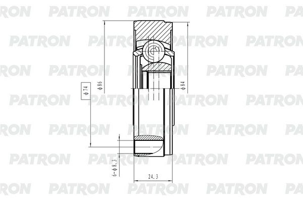 PATRON PCV2182 ШРУС кард.вала 19x74 VOLVO S60/S80/V60/XC60/XC70 II 06-