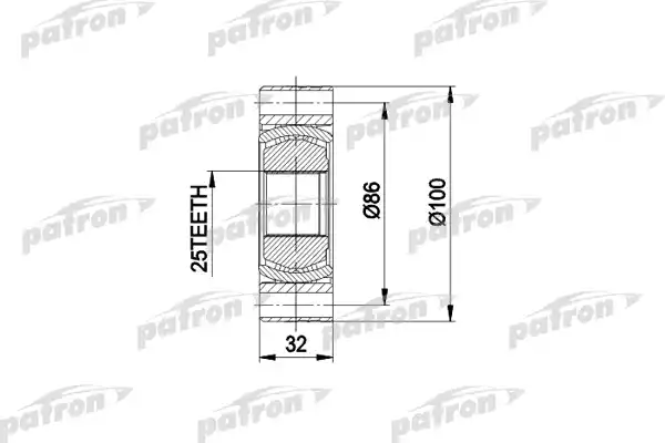 PATRON PCV2273 ШРУС внутр к-кт BMW: 3 E30 316/318/320/324TD/325, 5 E34 518/520/524TD/525/530 88-97