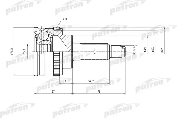PATRON PCV3987 ШРУС наружн к-кт 23x49x19 ABS:41T SUZUKI: Wagon R+ 98-01