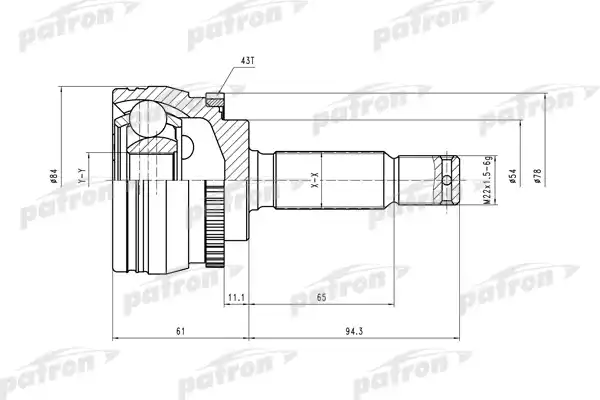 PATRON PCV4324 ШРУС наружн к-кт [A:25, B:30, ABS:43] MITSUBISHI: Colt 96-05