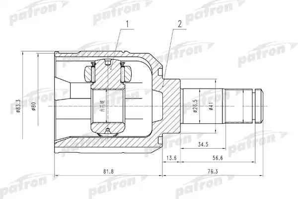 PATRON PCV5008 ШРУС внутр к-кт [A:25, B:23, D:41] HYUNDAI: Sonata 01-