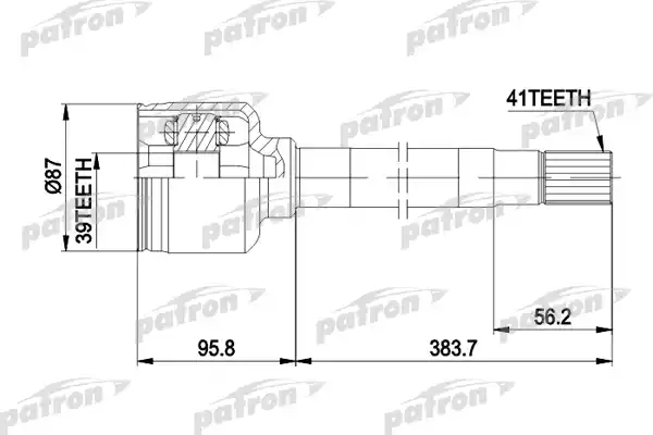 PATRON PCV5014 ШРУС внутр к-кт [A:41, B:39, D:87] CITROEN: JUMPER бортовой 94-02, JUMPER автобус 94-02, JUMPER фургон 94-02, FIAT: DUCATO бортовой 94-02, DUCATO авто