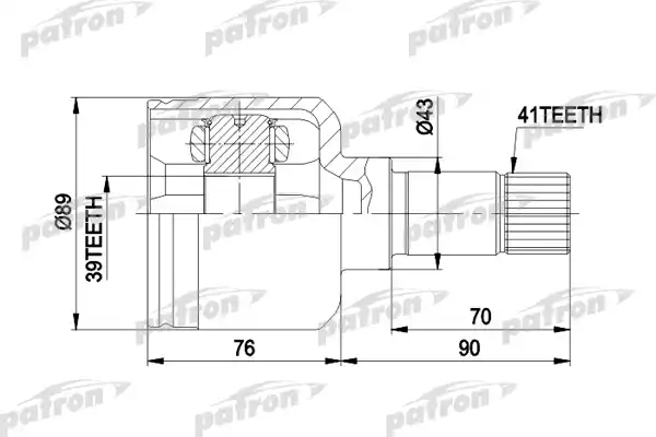 PATRON PCV5020 ШРУС внутренний левый 41x89x39 CITROEN: JUMPER БОРТОВОЙ 94-02, JUMPER АВТОБУС 94-02, JUMPER ФУРГОН 94-02, FIAT: DUCATO БОРТОВОЙ 94-02