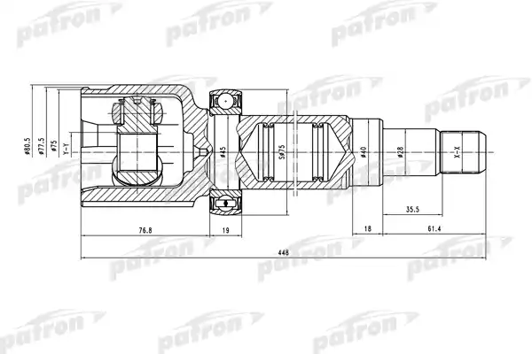 PATRON PCV5036 ШРУС внутр прав к-кт 23x40x21 FORD: FOCUS 98 - 04, FOCUS универсал 99 - 04 1.6
