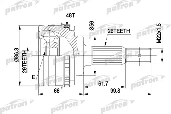 PATRON PCV9012 ШРУС наружн к-кт Pontiac: Vibe 02-  Toyota: Matrix 02-