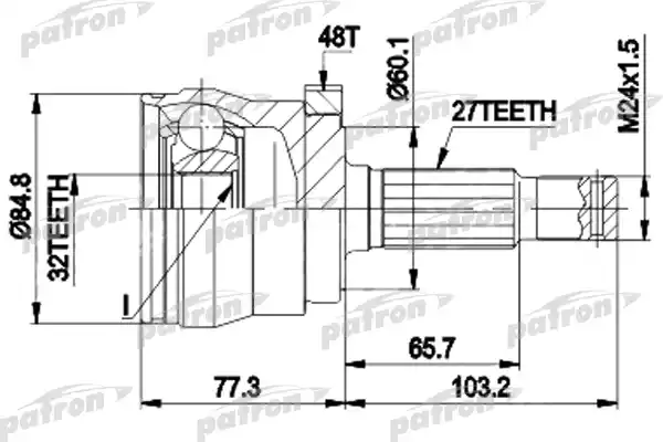 PATRON PCV9102 ШРУС наружн к-кт 27x60,1x32 ABS:48T EMPI 87-9102, JEEP: CHEROKEE 99-01 с ABS