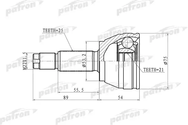 PATRON PCV9105 ШРУС наружн 25x53.2x21 FORD: FOCUS 00-03 SOHC МКПП