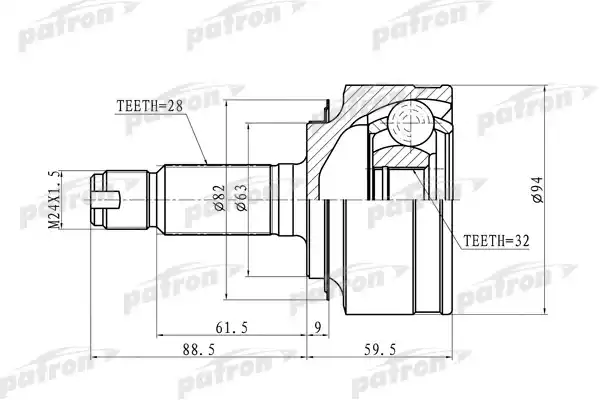 PATRON PCV9744 ШРУС наружн 28x63x32 Honda: CRV 02-05