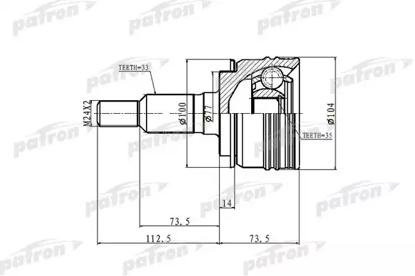 PATRON PCV9919 ШРУС наружн 33x77x35 Cadillac: Escalade 02-04   Chevrolet: Astro 90-02, Blazer 92-99