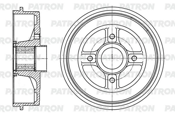 PATRON PDR1005 Барабан тормозной renault logan/sandero/x-ray/vesta 04- (d=2033 mm) (c подшипником и кольцом abs)