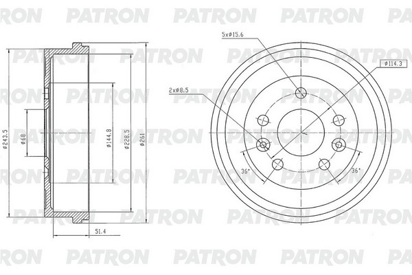 PATRON PDR1013 Барабан тормозной RENAULT Duster 4x4 / Kaptur 1,2TCe AWD