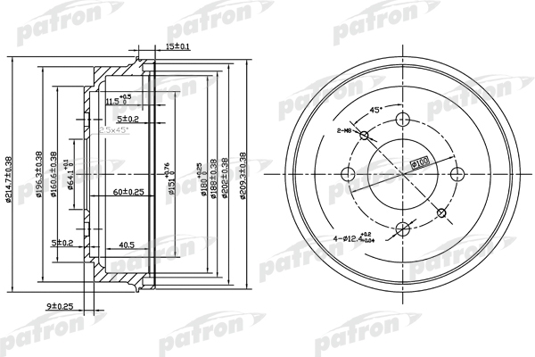 PATRON PDR1485 Барабан тормозной MITSUBISHI: COLT V 96-00