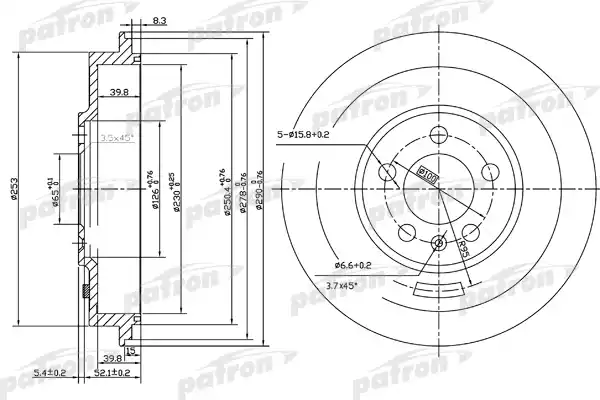 PATRON PDR1493 Барабан тормозной С буртом    SKODA: OCTAVIA 96-, VW Polo 05.10-04.11 (применять колодки PSP549    )